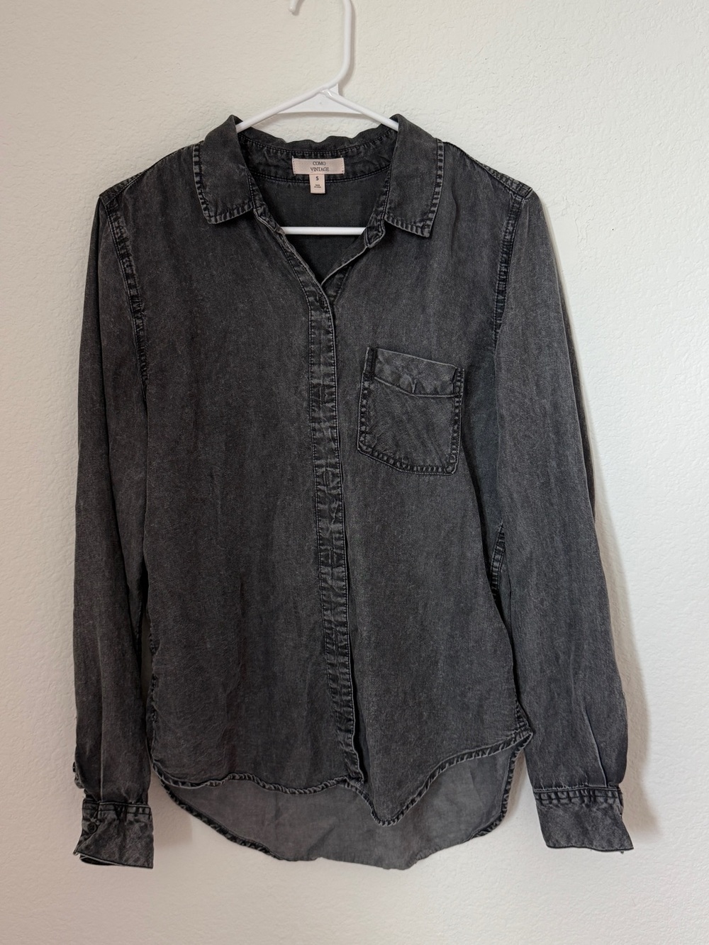 Washed Black Denim Button-Down Shirt